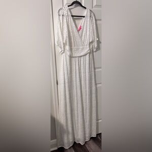 Lilly Pulitzer Parigi Maxi Dress Resort White Scalloped Shell XL